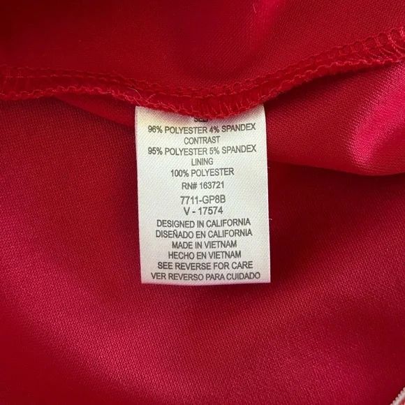 City Triangles Fit & Flare Mini Formal Party Dress Womens Jrs M Red Mesh Waist - Picture 7 of 11